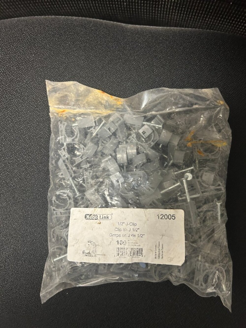 (100 PER PACK) HEAT LINK 1/2" J-CLIP CTS NAIL INCLUDED - GRAY P/N: 12005